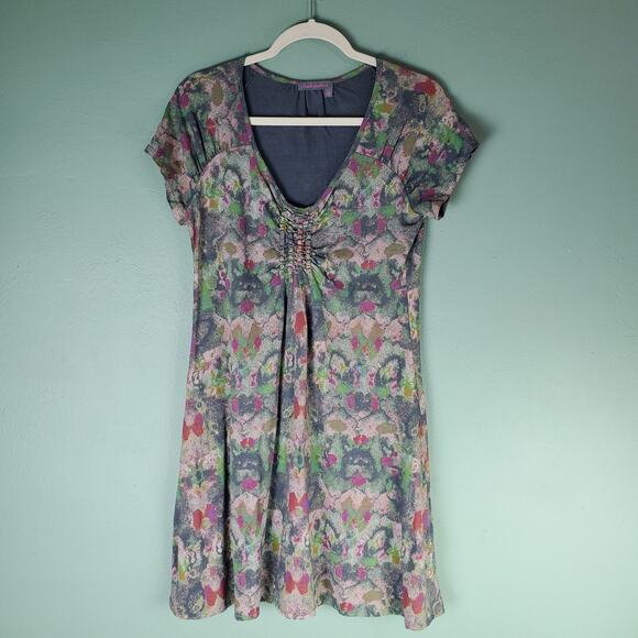 Fresh Produce Womens Multicolor Boho Midi Short Sleeve Dress Size Small - Picture 1 of 4